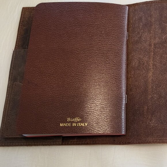 Leather Notebook Cover Floral Heart Natural Distressed Patina - Picture 3 of 14